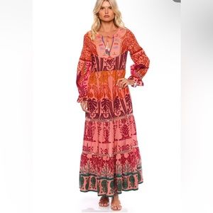 NWT FARM RIO AINIKA PRINT MACAWS TIERED DRESS XS